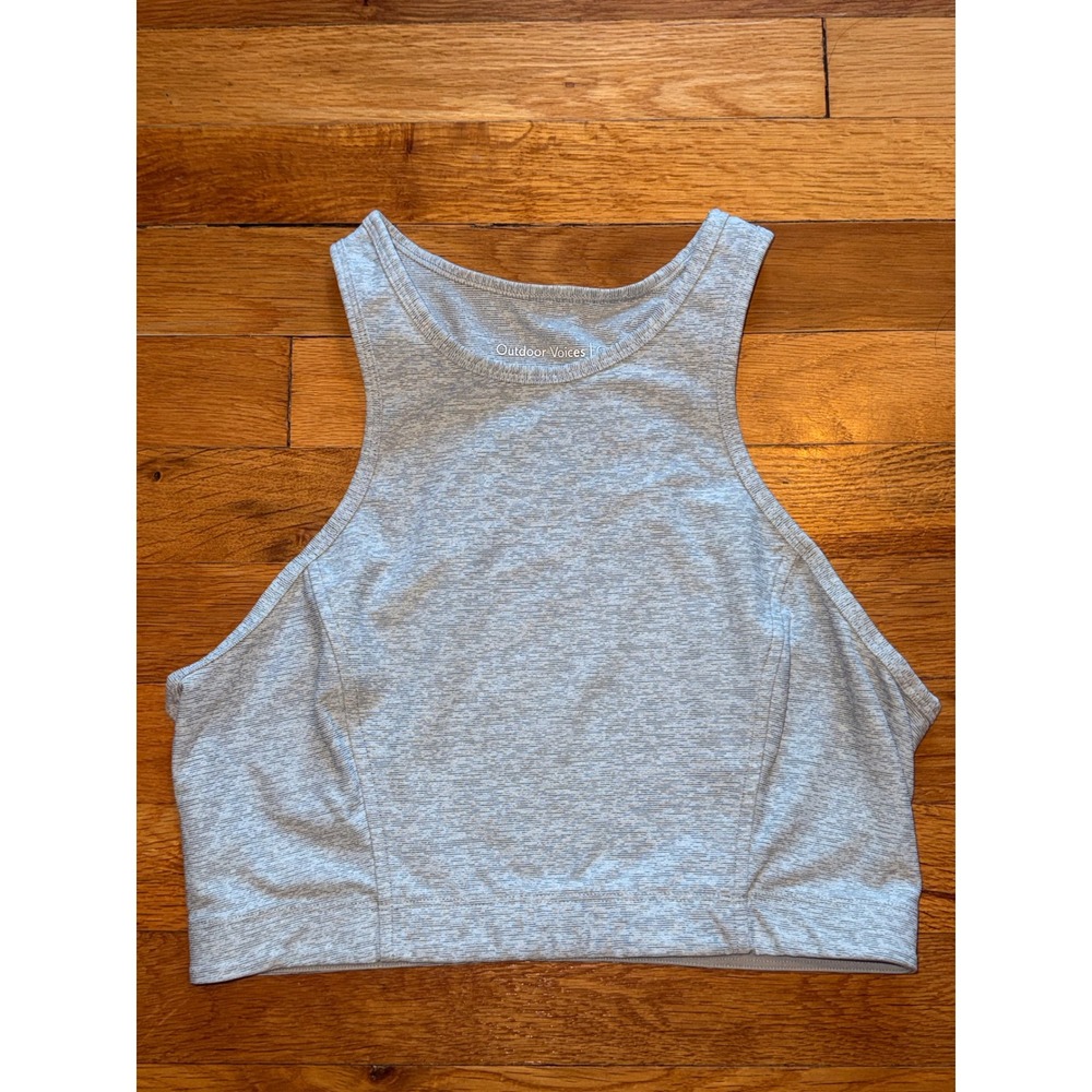 Outdoor Voices Athena Crop Top Heather Grey Space Dye High Neck Tank Medium - Picture 2 of 4